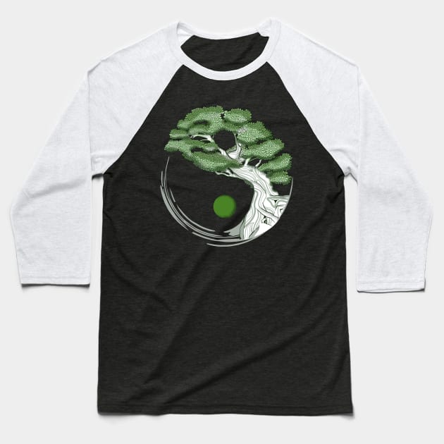 Yin Yang Bonsai Tree Baseball T-Shirt by EPDesignStudio